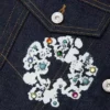 Jeansjacke mit Nieten und Cotton Wreath-Motiv, Selvedge