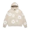 Kapuzenpullover mit Reißverschluss „Cotton Wreath“ in Creme