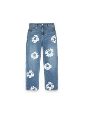 Kinder-Denim-Jeanshose „Cotton Wreath“ in Hellindigo