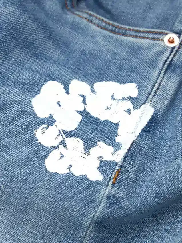 Kinder-Denim-Jeanshose „Cotton Wreath“ in Hellindigo