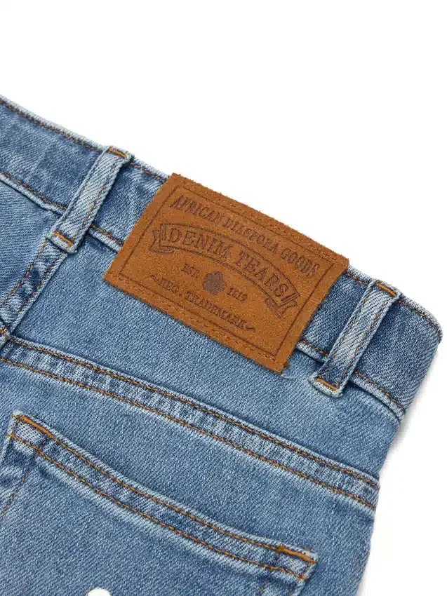 Kinder-Denim-Jeanshose „Cotton Wreath“ in Hellindigo