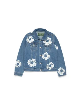 Kinder-Denim-Jeansjacke „Cotton Wreath“ in Hellindigo