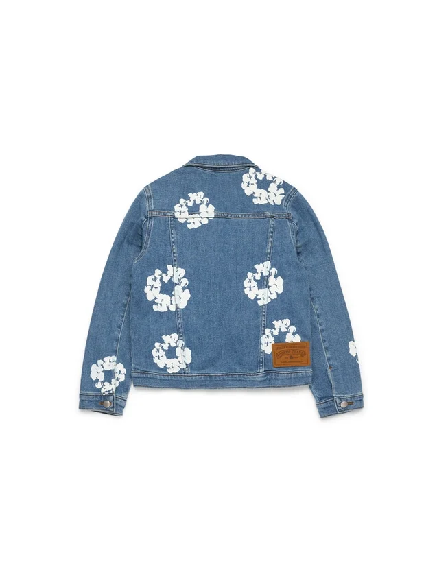 Kinder-Denim-Jeansjacke „Cotton Wreath“ in Hellindigo