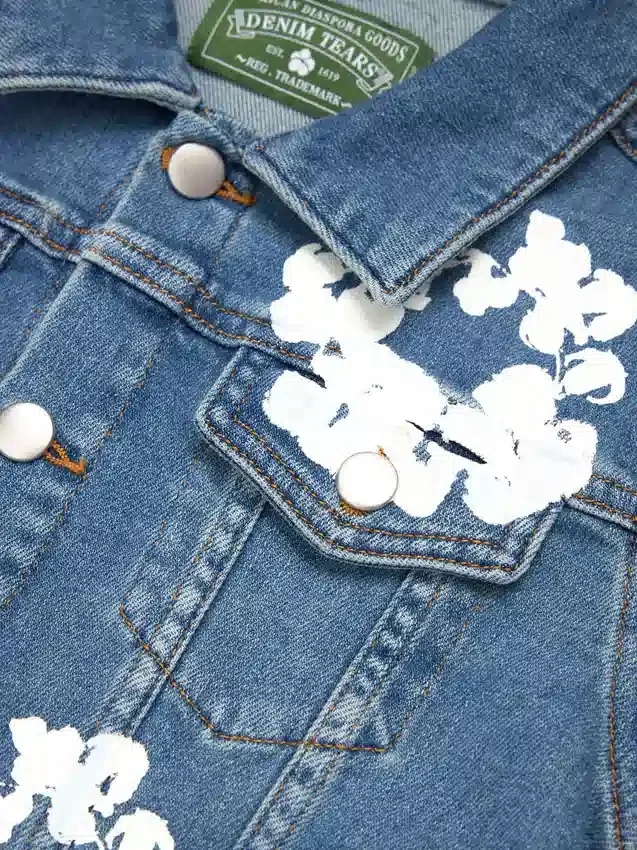 Kinder-Denim-Jeansjacke „Cotton Wreath“ in Hellindigo