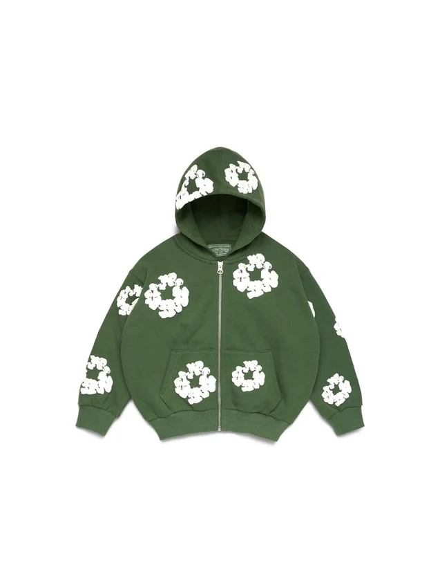 Kinder-Kapuzenpullover mit Cotton Wreath-Motiv, grün