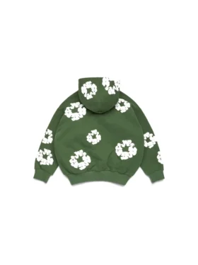 Kinder-Kapuzenpullover mit Cotton Wreath-Motiv, grün