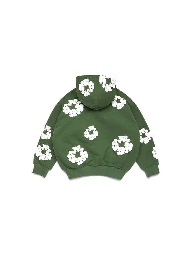 Kinder-Kapuzenpullover mit Cotton Wreath-Motiv, grün