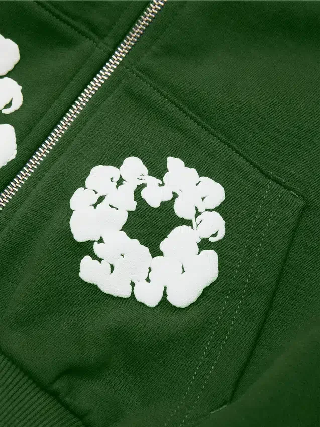 Kinder-Kapuzenpullover mit Cotton Wreath-Motiv, grün