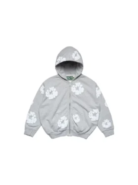 Kinder-Kapuzenpullover mit Reißverschluss „Cotton Wreath“, grau