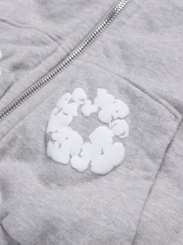 Kinder-Kapuzenpullover mit Reißverschluss „Cotton Wreath“, grau