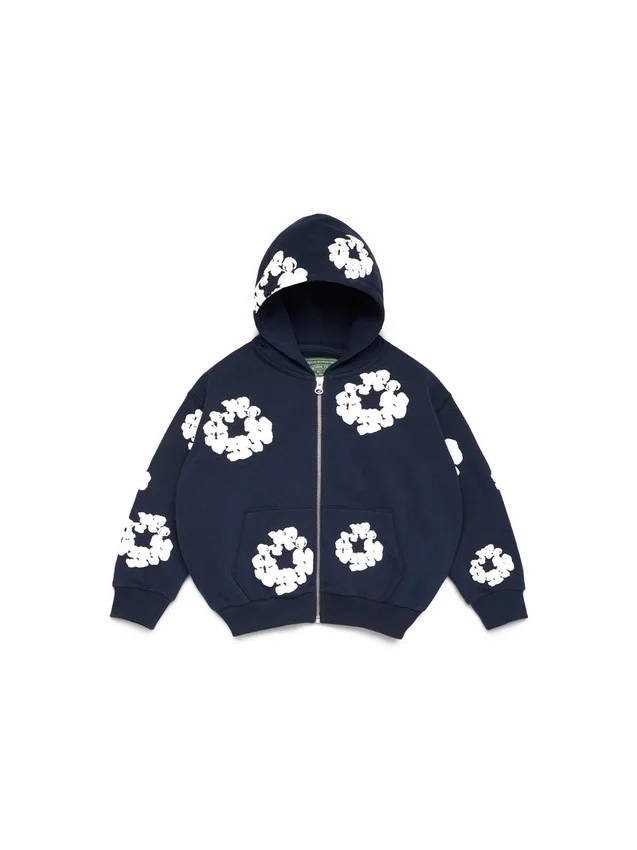Kinder-Kapuzenpullover mit Reißverschluss „Cotton Wreath“ in Marineblau