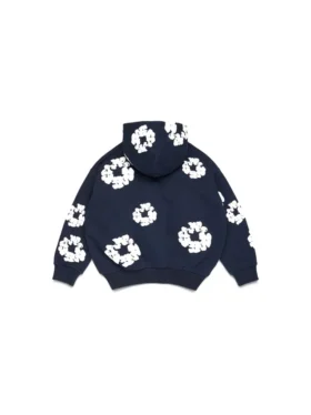 Kinder-Kapuzenpullover mit Reißverschluss „Cotton Wreath“ in Marineblau