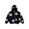 Kinder-Kapuzenpullover mit Reißverschluss „Cotton Wreath“, schwarz