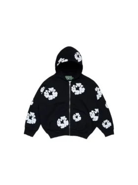 Kinder-Kapuzenpullover mit Reißverschluss „Cotton Wreath“, schwarz