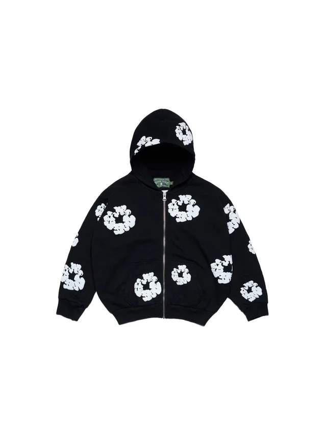 Kinder-Kapuzenpullover mit Reißverschluss „Cotton Wreath“, schwarz