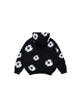 Kinder-Kapuzenpullover mit Reißverschluss „Cotton Wreath“, schwarz