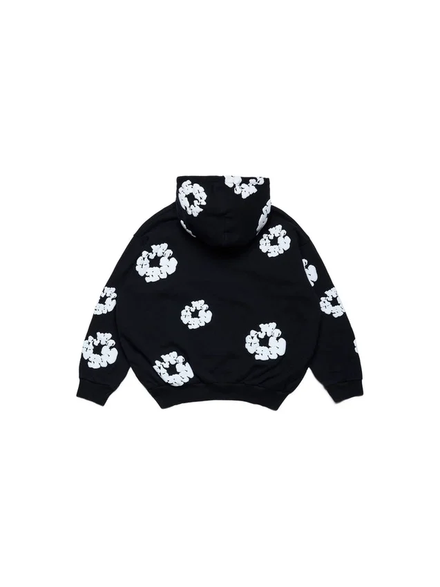 Kinder-Kapuzenpullover mit Reißverschluss „Cotton Wreath“, schwarz