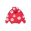 Kinder-Kapuzenpullover mit Reißverschluss und Cotton Wreath-Motiv, rot