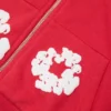 Kinder-Kapuzenpullover mit Reißverschluss und Cotton Wreath-Motiv, rot