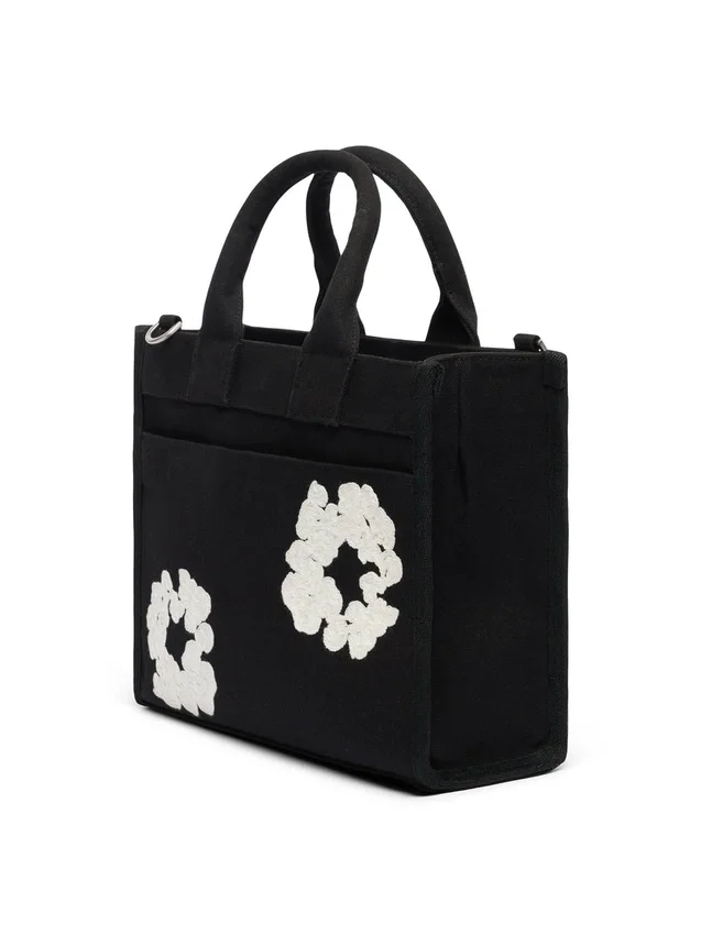 Kleine Canvas-Tasche „Cotton Wreath“