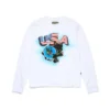 Langarm-T-Shirt mit Airbrush-Panther-Maskottchen, weiß