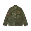 Leder-Dschungelhemd in Armeegrün