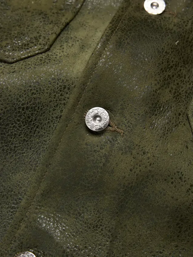 Leder-Dschungelhemd in Armeegrün