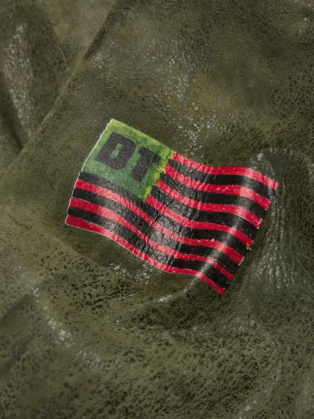 Leder-Dschungelhemd in Armeegrün