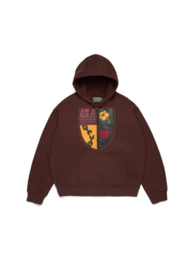 Libertas Crest Kapuzenpullover mit Reißverschluss, gewaschenes Braun