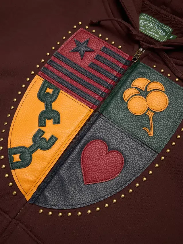 Libertas Crest Kapuzenpullover mit Reißverschluss, gewaschenes Braun