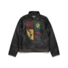 Libertas Crest Lederjacke, gewaschen, schwarz