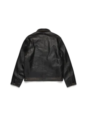 Libertas Crest Lederjacke, gewaschen, schwarz
