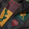 Libertas Crest Lederjacke, gewaschen, schwarz