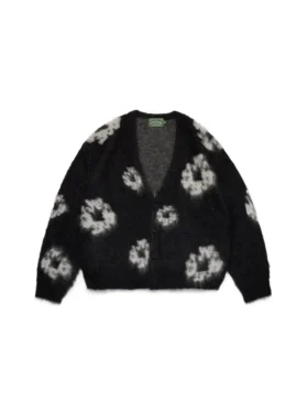 Mohair-Strickjacke „Cotton Wreath“ in Schwarz
