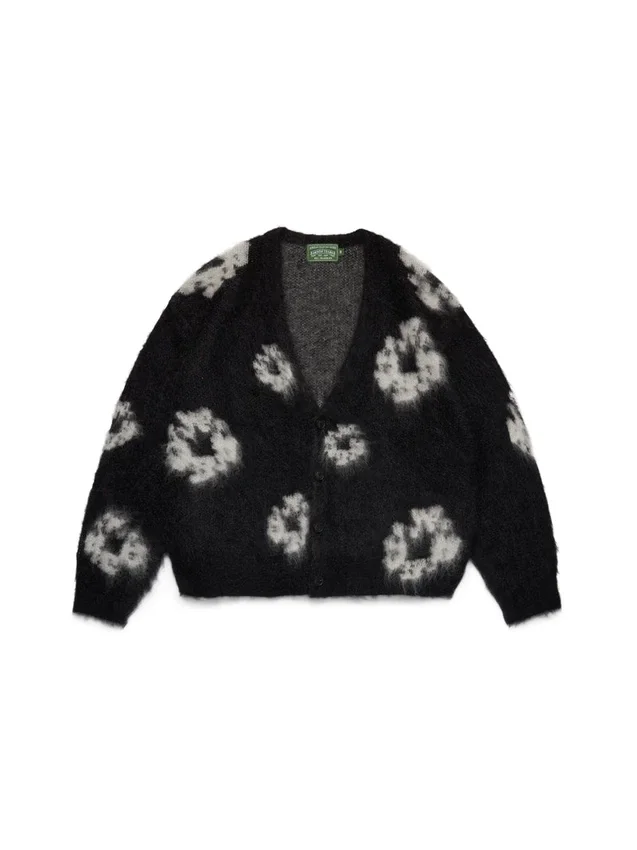 Mohair-Strickjacke „Cotton Wreath“ in Schwarz