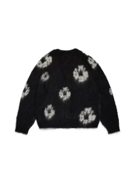 Mohair-Strickjacke „Cotton Wreath“ in Schwarz