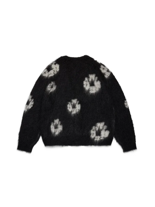Mohair-Strickjacke „Cotton Wreath“ in Schwarz
