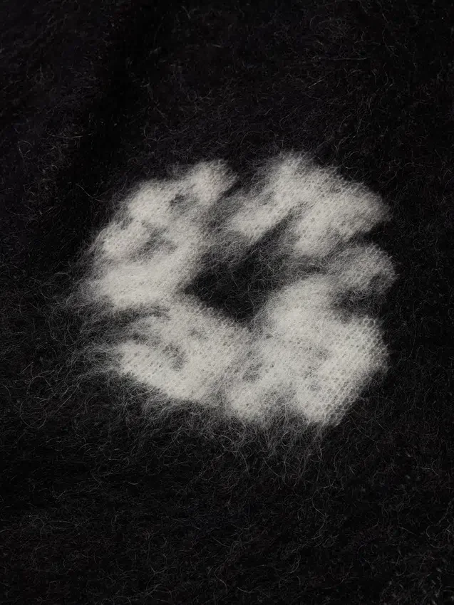 Mohair-Strickjacke „Cotton Wreath“ in Schwarz