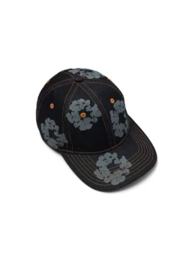 Mono Cotton Wreath Raw Denim Cap, Washed Indigo