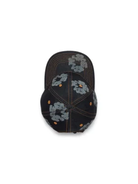 Mono Cotton Wreath Raw Denim Cap, Washed Indigo