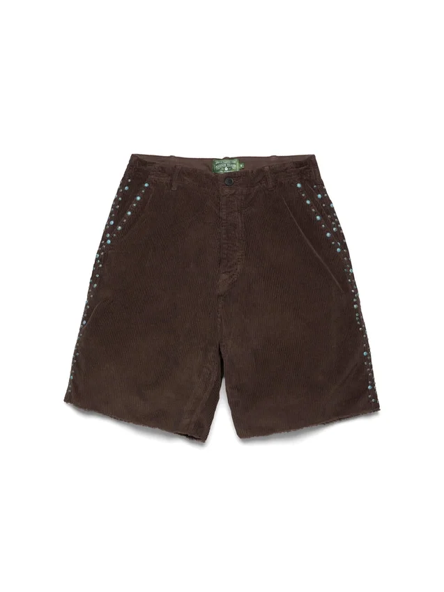 Oxidierte Cord-Shorts mit Nieten