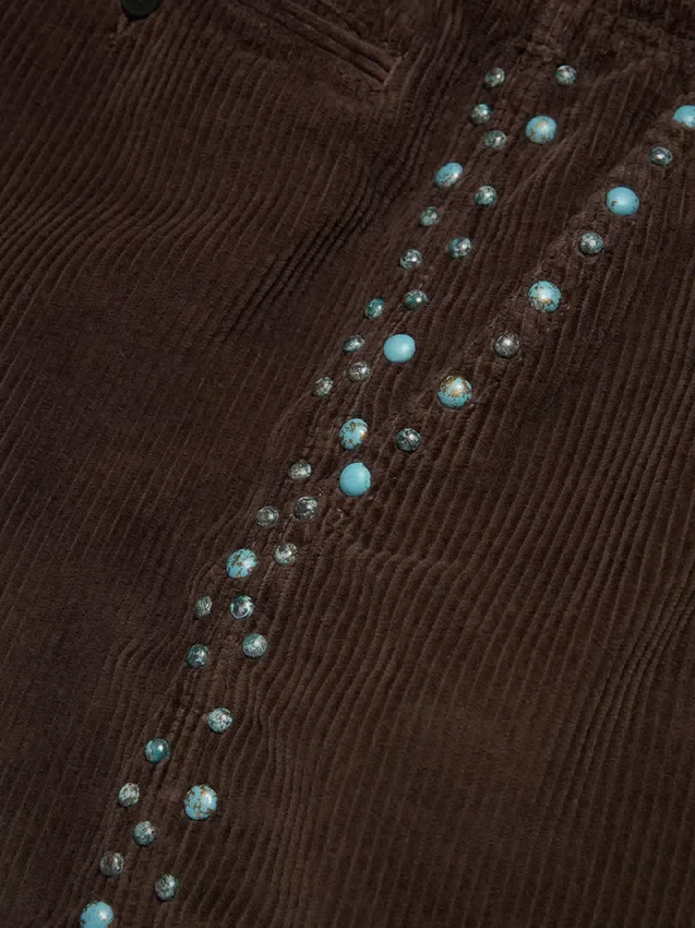 Oxidierte Cord-Shorts mit Nieten