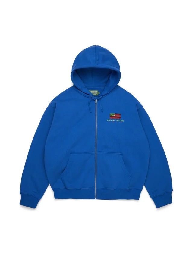Pan-African-Kapuzenpullover mit Reißverschluss, blau