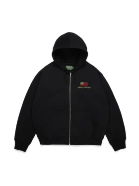 Pan-African-Kapuzenpullover mit Reißverschluss, schwarz