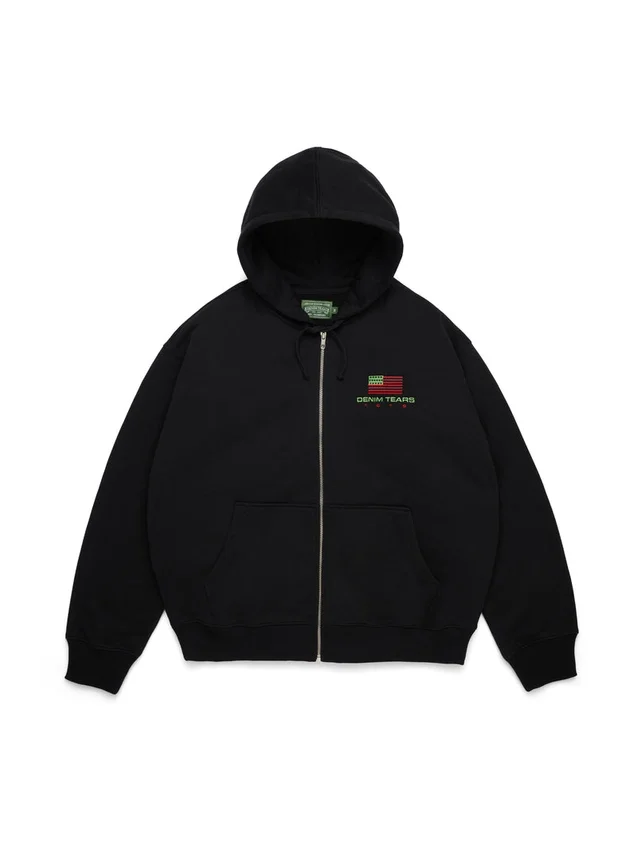 Pan-African-Kapuzenpullover mit Reißverschluss, schwarz