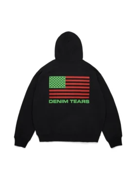 Pan-African-Kapuzenpullover mit Reißverschluss, schwarz