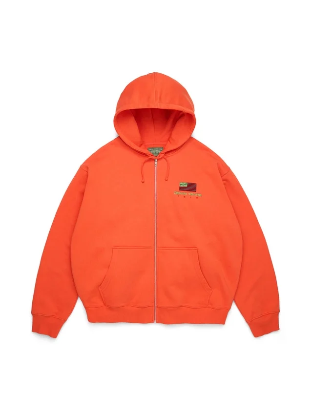 Panafrikanischer Kapuzenpullover mit Reißverschluss, orange