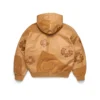 Patchwork-Cotton Wreath Hoodie aus Leder/Wildleder, braun