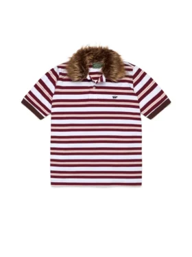 Polohemd mit Pantherfellkragen, rot
