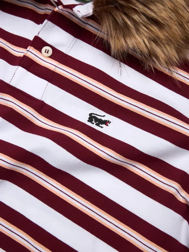 Polohemd mit Pantherfellkragen, rot